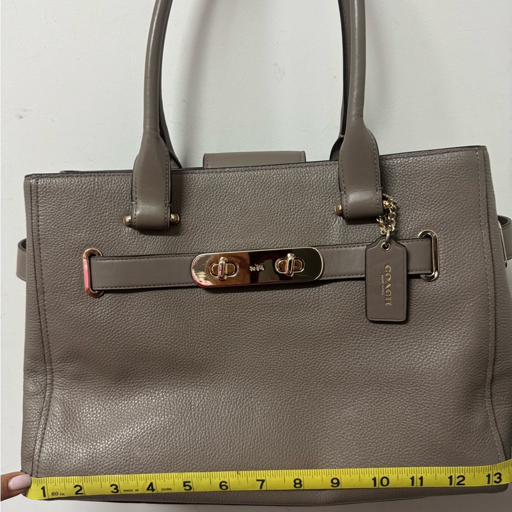 Coach Taupe Leather Tote Bag - Picture 6 of 7